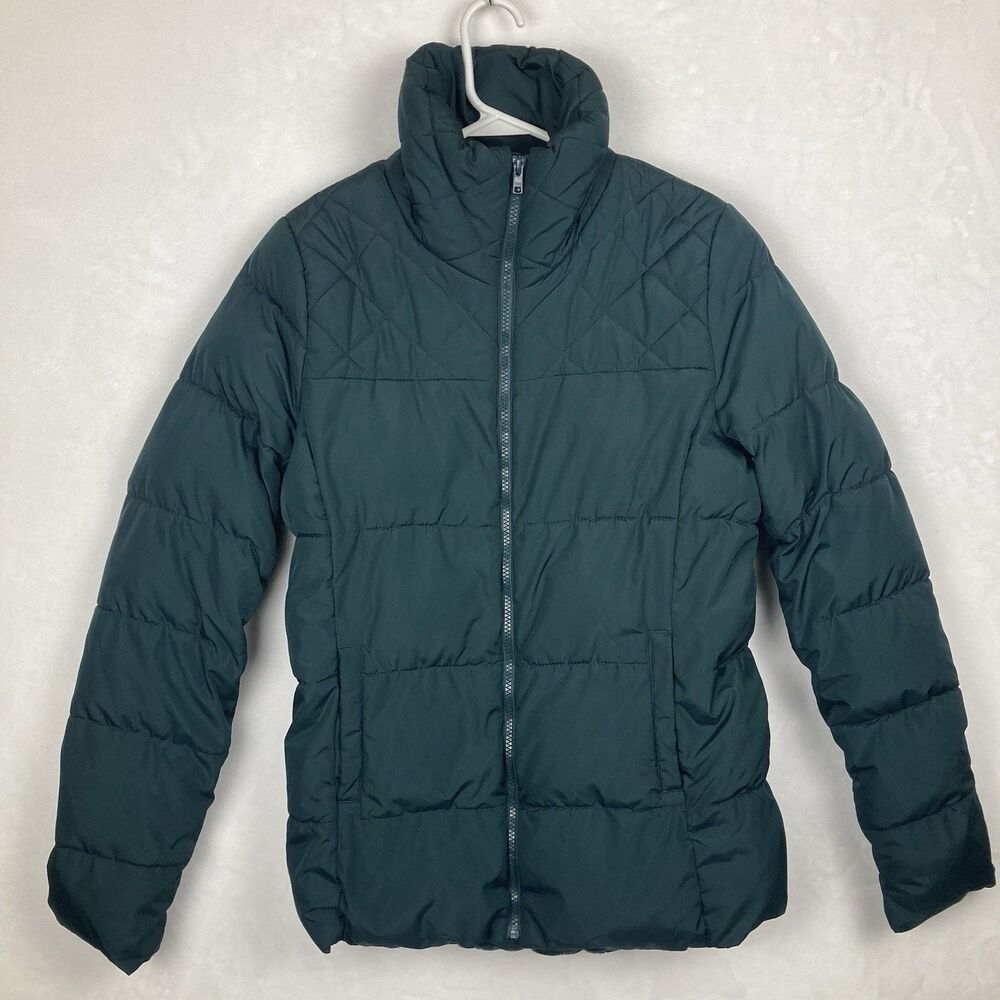 Old Navy Coat Women's Size Small Forest Green Pine Zip Front Puffer Coat